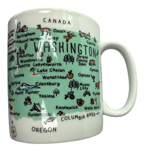 222 Fifth Other - Large Oversized Ceramic Mug, White WASHINGTON State Cities Brand: 222 Fifth PTS
